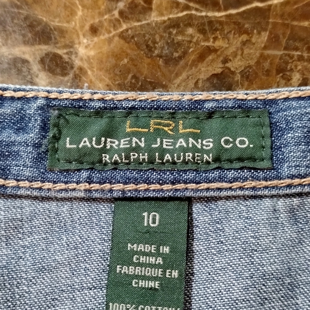 Lauren  Ralph Lauren Womens Denim Skirt Size 10 Side Zip Button Flare Twirl Y2k - Picture 5 of 5